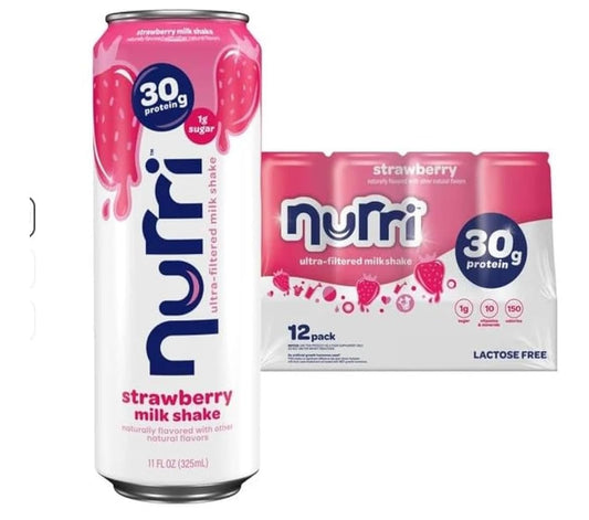 Strawberry Protein Shake 12 Pack – 30g Protein, Lactose Free, Low Sugar, 150 Calories, 11 fl oz Cans with Vitamins & Minerals – Ready to Drink