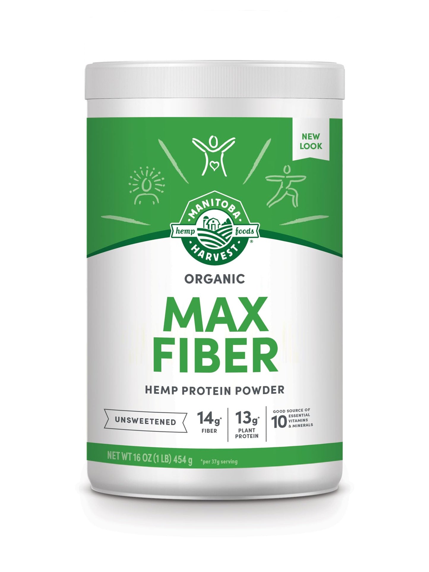 Manitoba Harvest Hemp Yeah Organic Max Fiber Protein Powder, Unsweetened, 32oz, with 13g of Fiber, 13g Protein and 2.5g Omegas 3&6 per Serving, Keto-Friendly, Preservative Free, Packaging May Vary