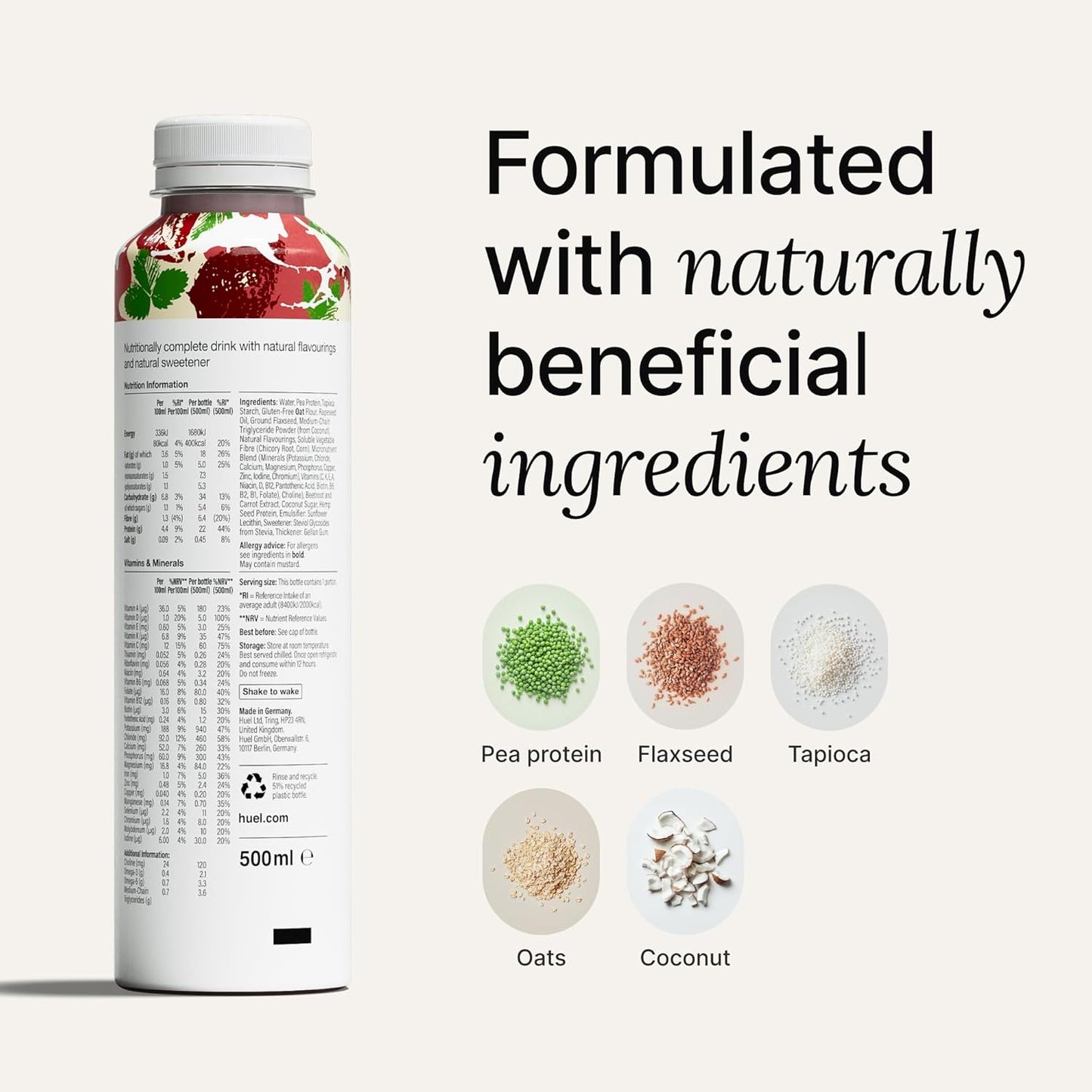 Huel Ready-to-Drink | Strawberry Meal Replacement Drink | High Protein Drink | Nutritionally Complete, Low Sugar, High Fiber, Plant Based, Vegan, Healthy | 22g Protein Per Bottle, 16.9 Fl Oz (12 Pack)