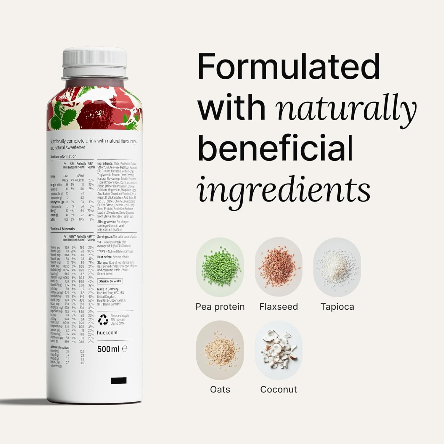 Huel Ready-to-Drink | Strawberry Meal Replacement Drink | High Protein Drink | Nutritionally Complete, Low Sugar, High Fiber, Plant Based, Vegan, Healthy | 22g Protein Per Bottle, 16.9 Fl Oz (12 Pack)
