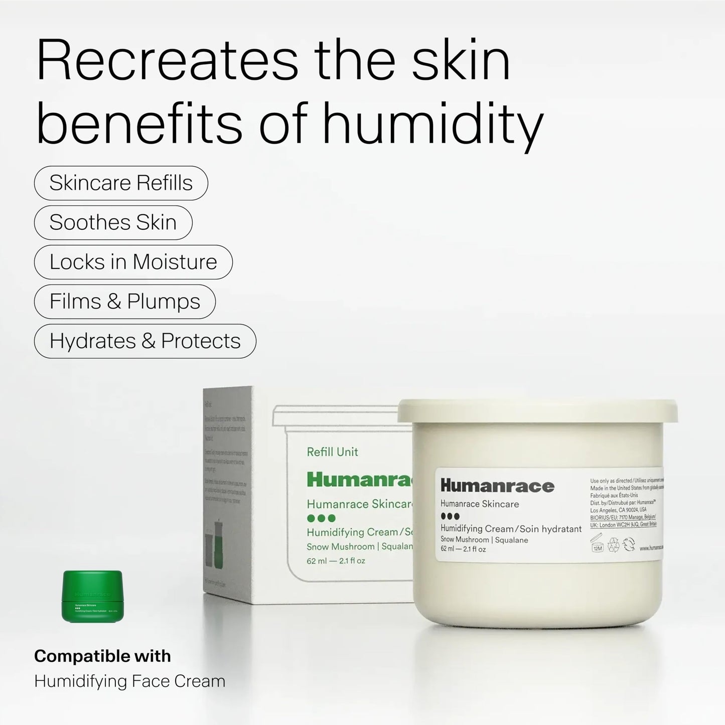 Humanrace 12 Hour Humidifying Face Cream, 2.1 fl oz, Refillable