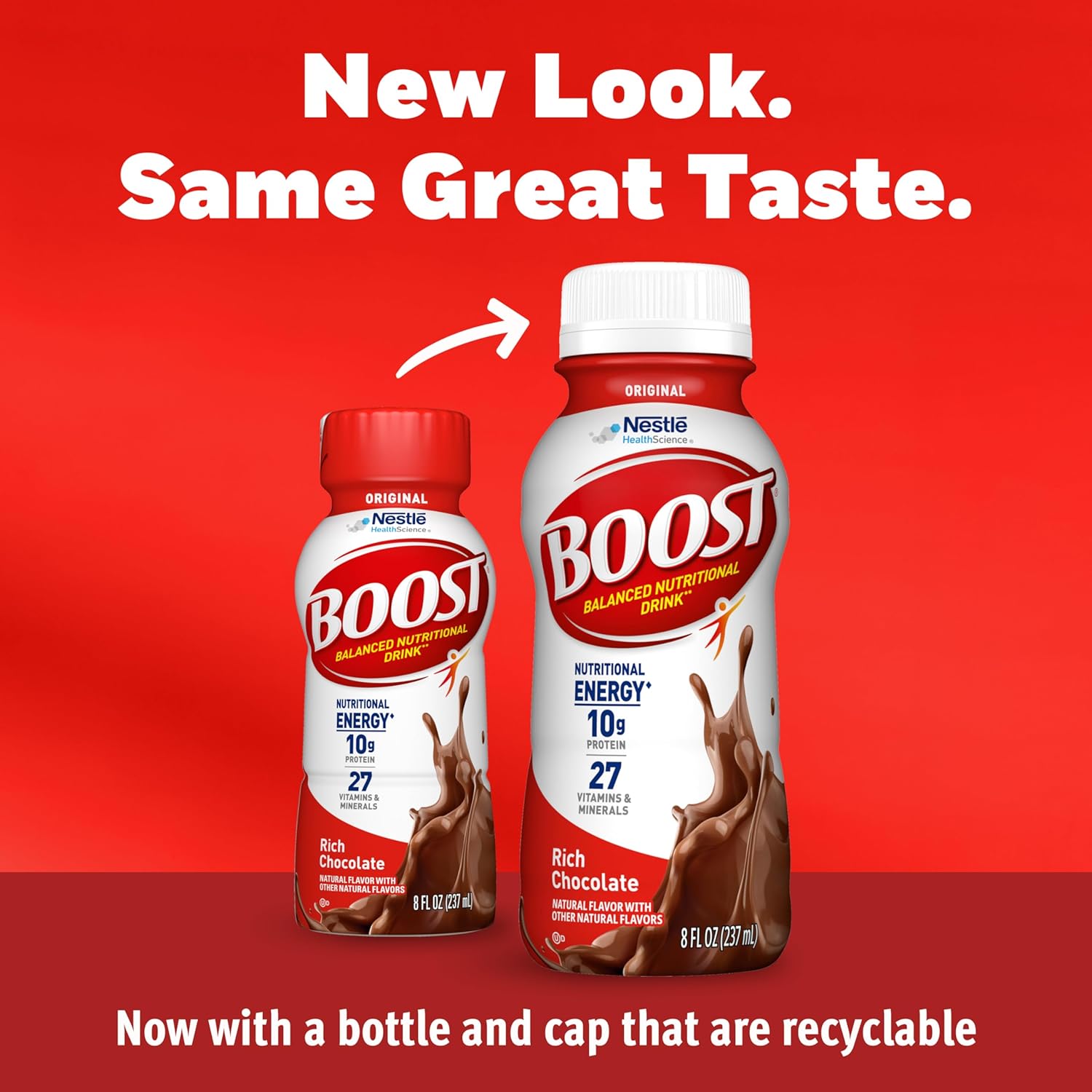 BOOST Original Ready to Drink Nutritional Drinks, Rich Chocolate, 8 Fl Oz Bottles (Pack of 24)