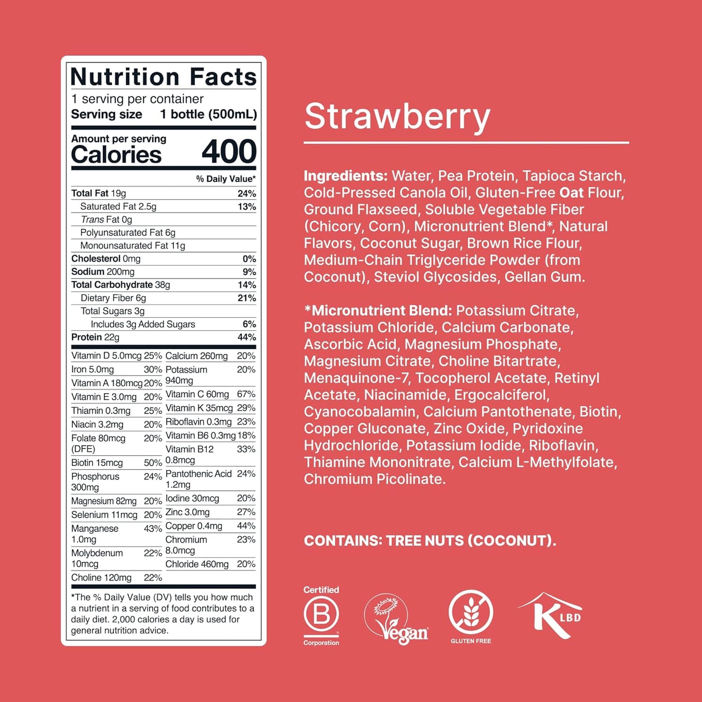 Huel Ready-to-Drink | Strawberry Meal Replacement Drink | High Protein Drink | Nutritionally Complete, Low Sugar, High Fiber, Plant Based, Vegan, Healthy | 22g Protein Per Bottle, 16.9 Fl Oz (12 Pack)