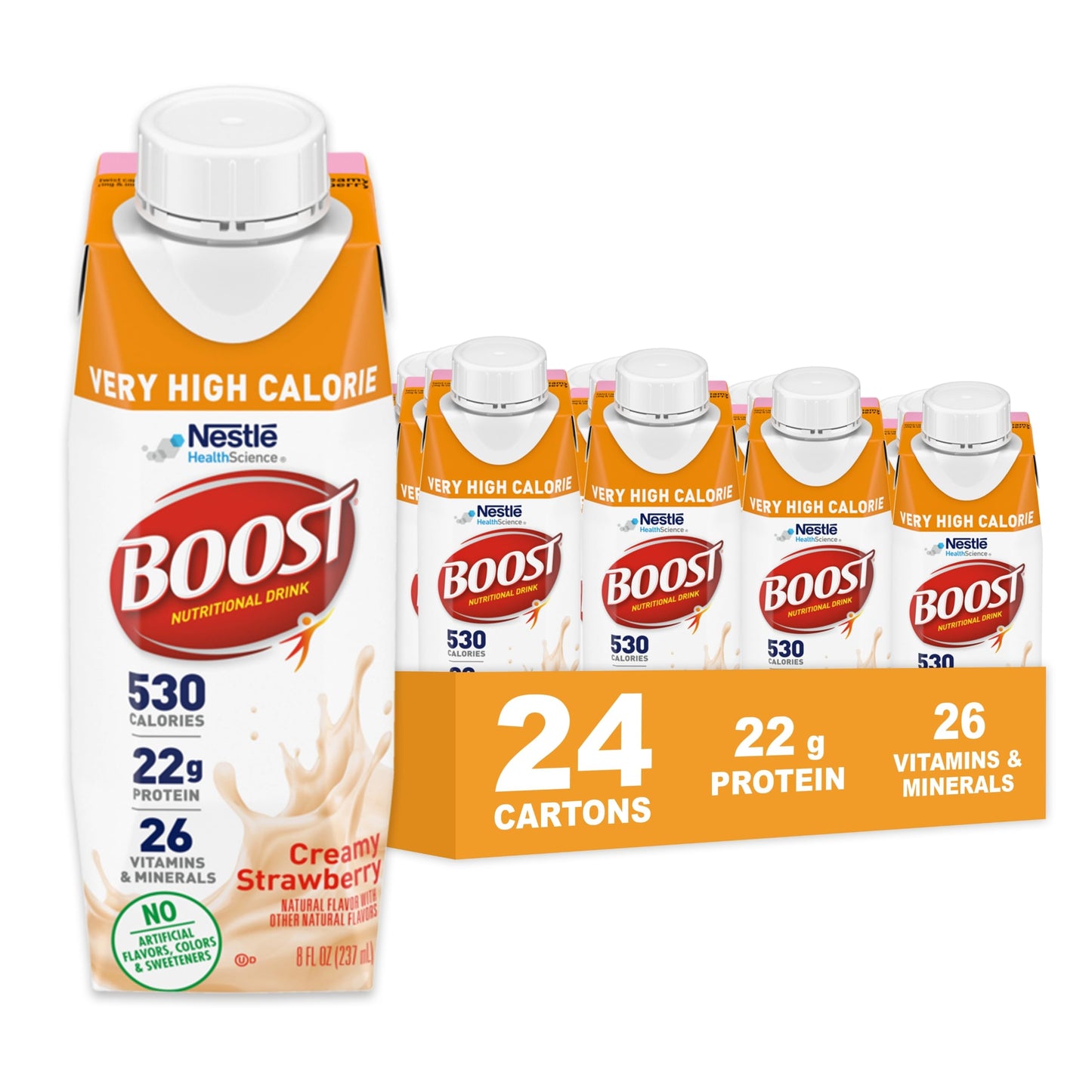 Boost Very High Calorie Very Vanilla Nutritional Drink – 22g Protein, 530 Nutrient Rich Calories, 8 Fl Oz (Pack of 24)