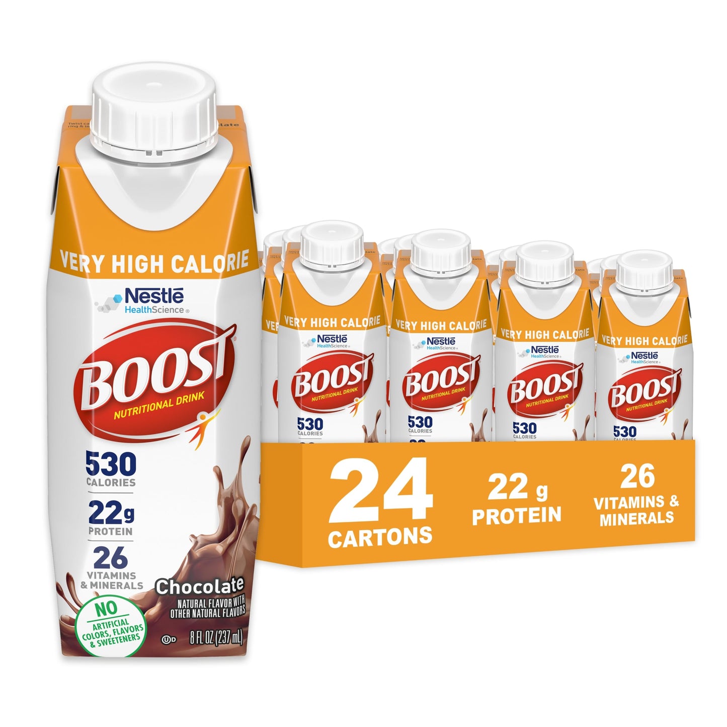 Boost Very High Calorie Very Vanilla Nutritional Drink – 22g Protein, 530 Nutrient Rich Calories, 8 Fl Oz (Pack of 24)